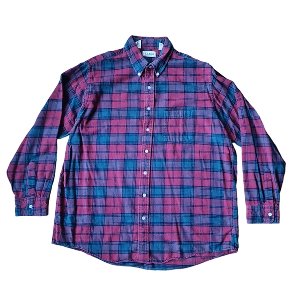 L.L. Bean Other - Vintage 90s LL Bean Chamois Cloth Flannel Plaid Button Up Shirt Mens XLT Tall